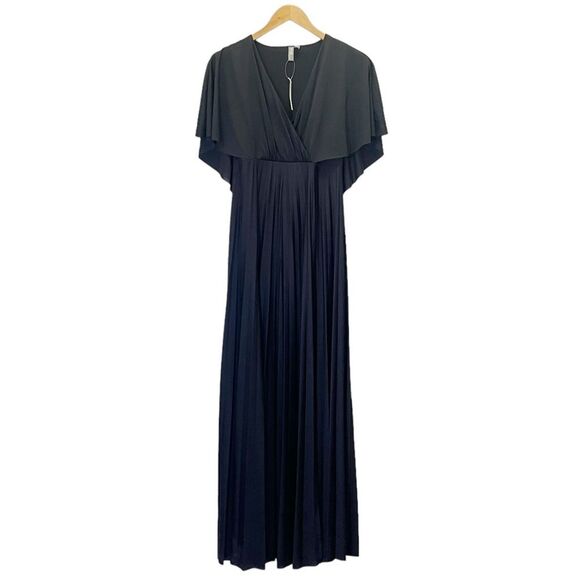 NWT ASOS Maternity Black Cape Back Pleated Long Maxi Dress Women’s Size 4 NEW - Picture 2 of 16